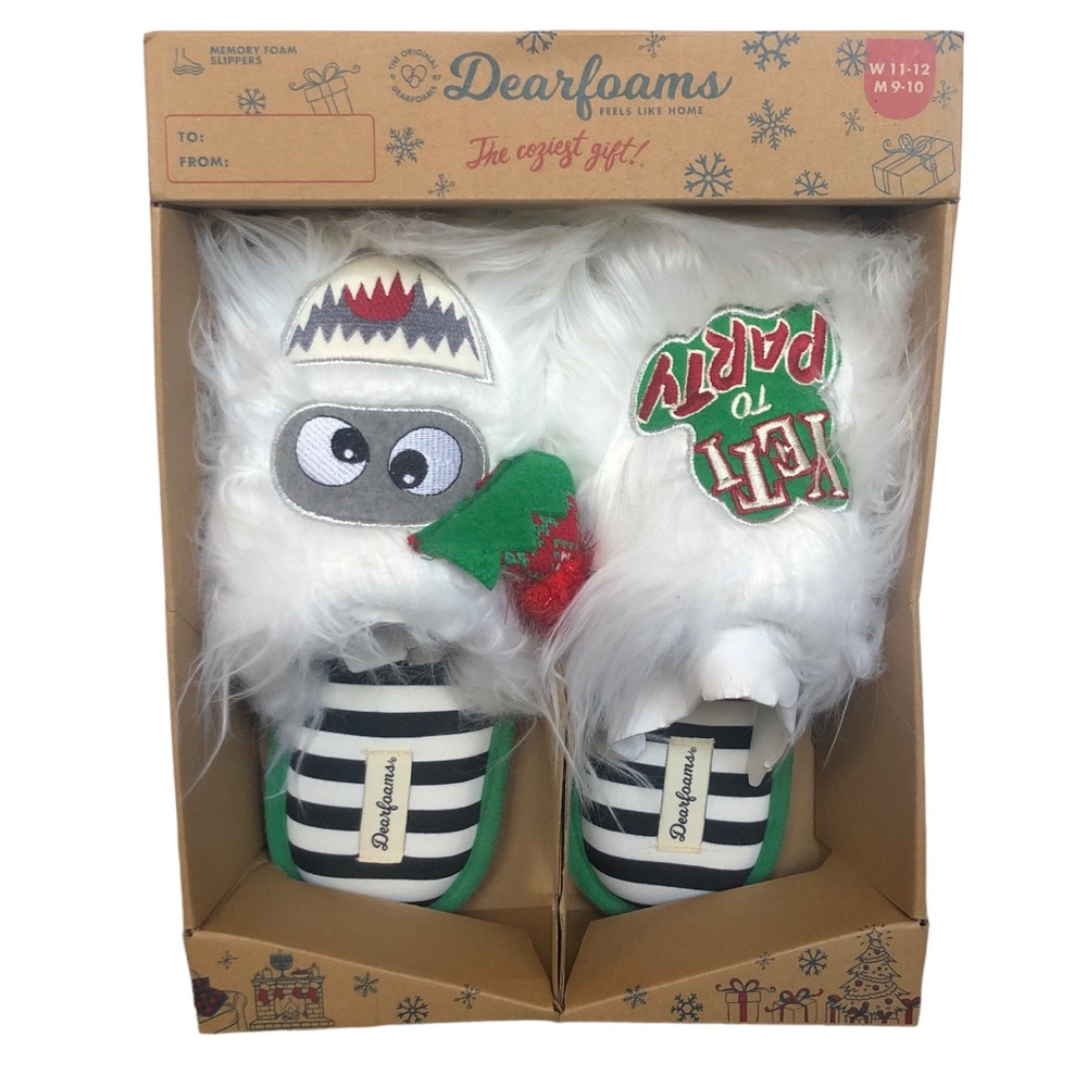 Dearfoams Yeti Party Time Slippers Woman’s size 11-12 Men’s size 9-10 - Picture 3 of 8